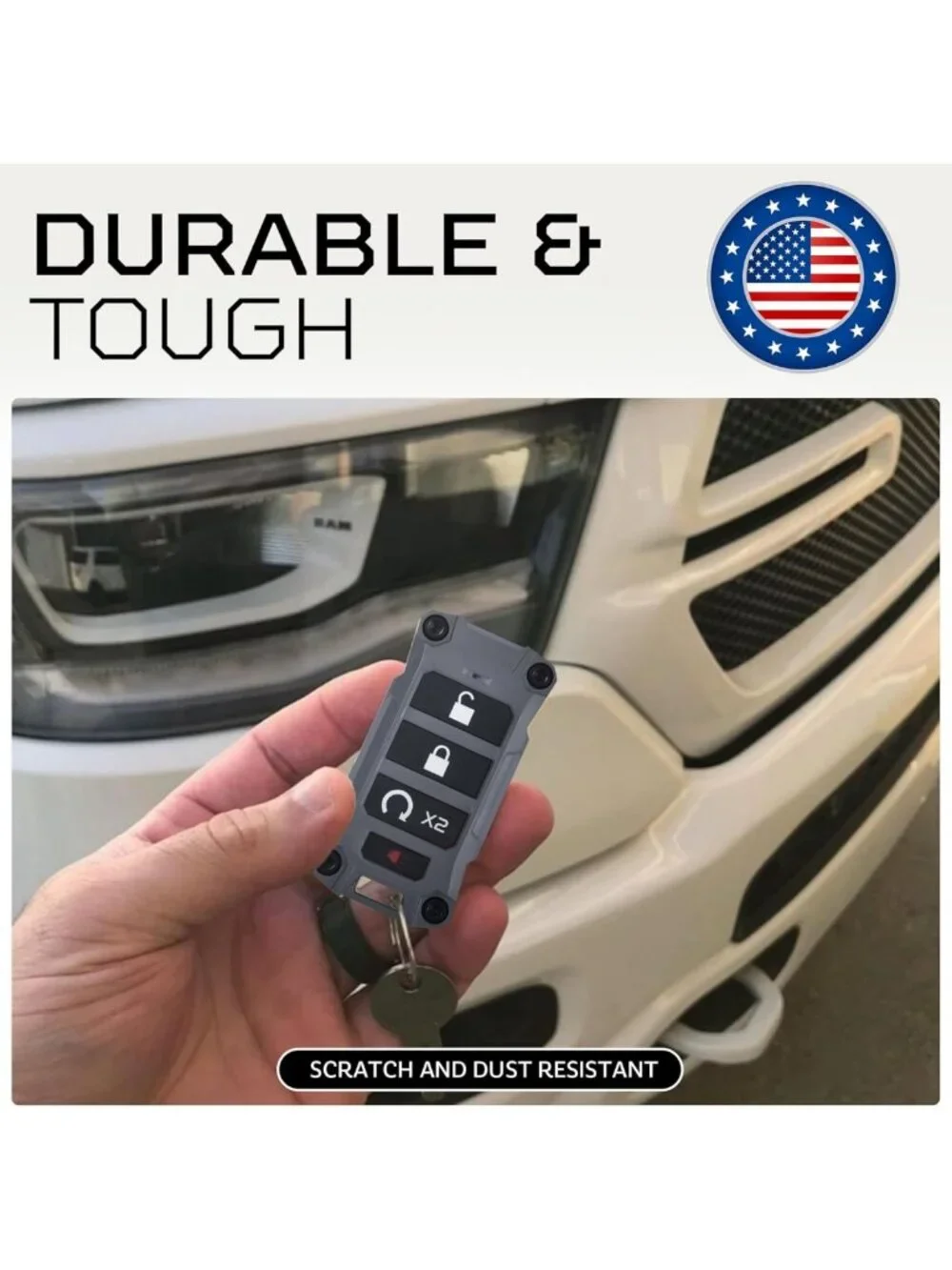 Custom Key Fob Case for Dodge Ram 2019+ | Durable Gray Replacement Cover
